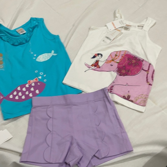 Gymboree tops 4 with janie & jack lavender shorts NWT 4 set - Picture 1 of 11